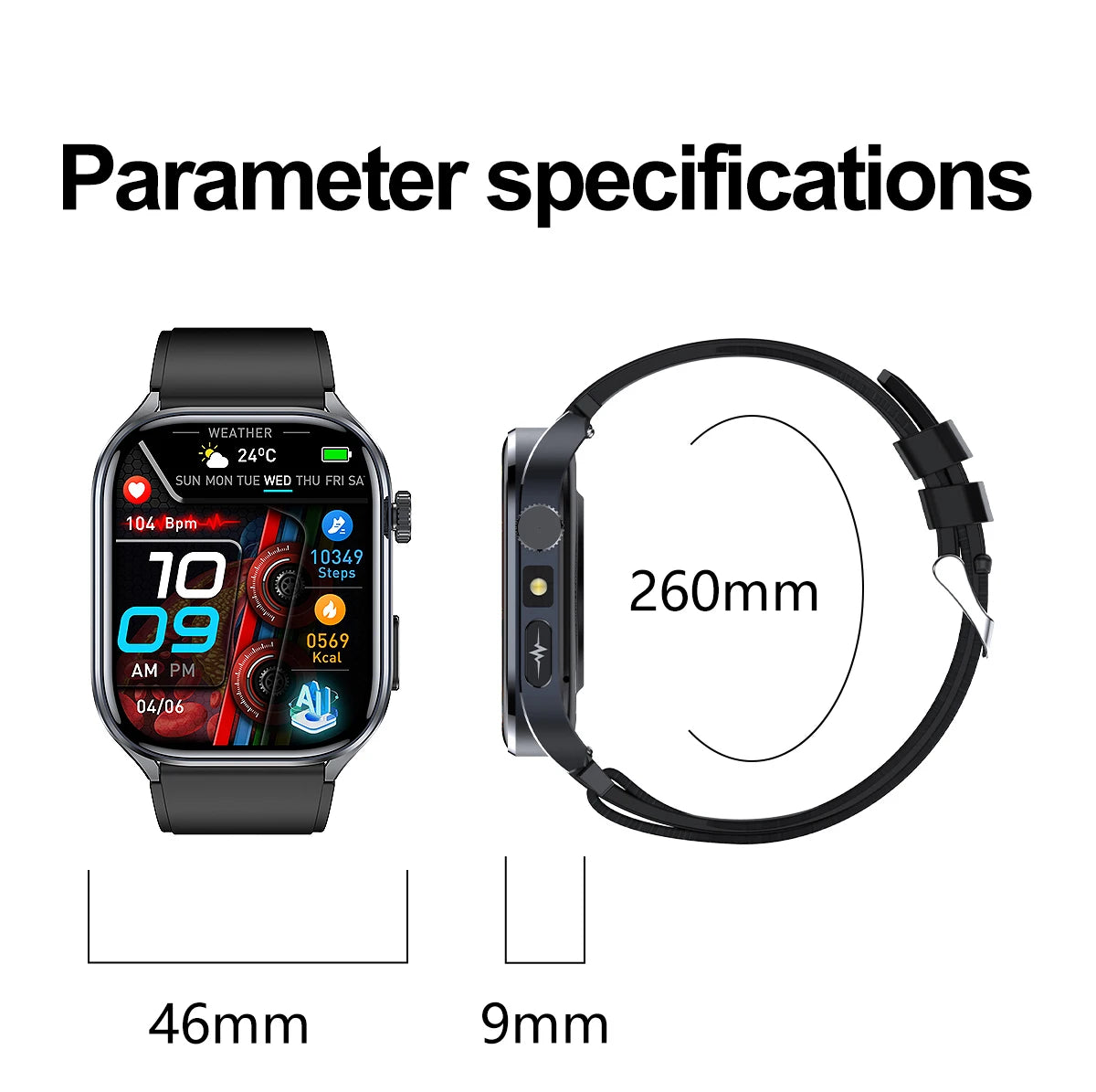 2026 New AI-Diagnosis Care Smartwatch Accurate ECG Uric Acid Lipids Blood Pressure Body Fat IP68 Waterproof Fitness Smartwatch