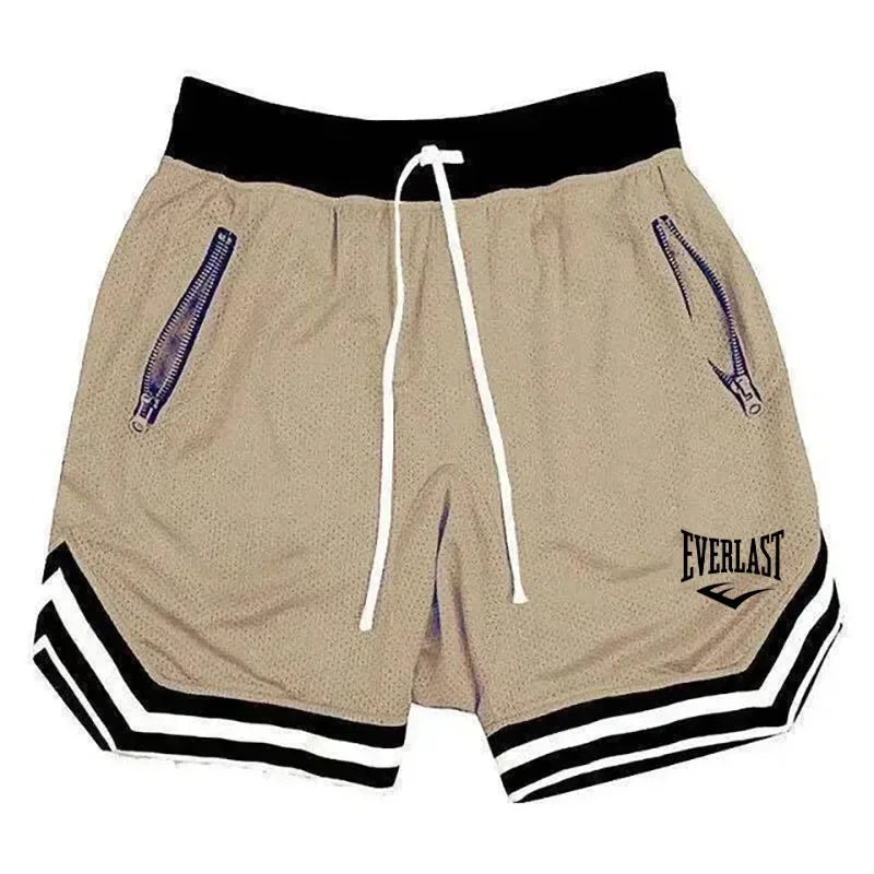 EVERLAST 2026 New Mens Basketball Shorts Summer Loose Breathable Mesh Casual Fashion Hip Hop Outdoor Sport Training Shorts