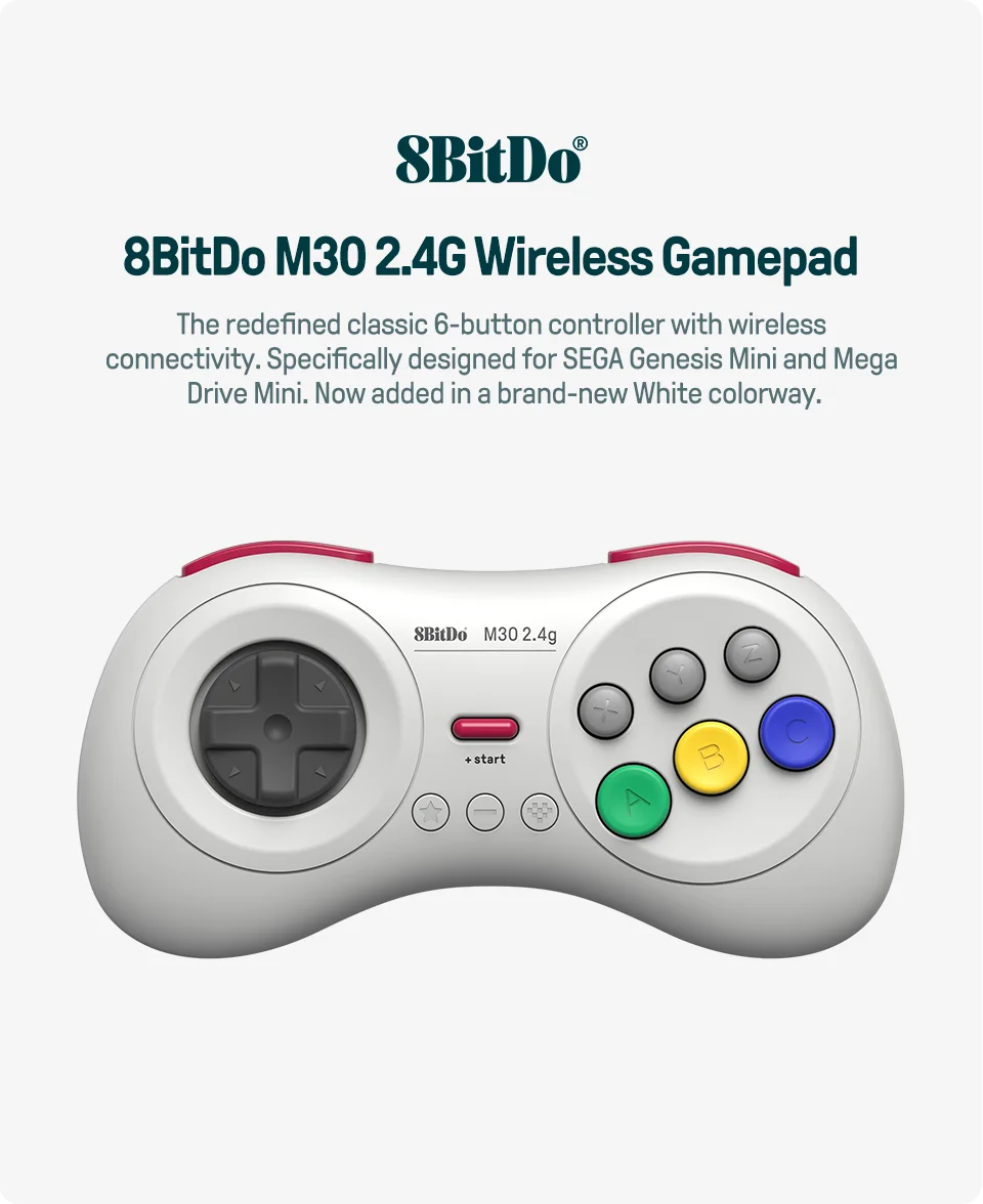 8Bitdo M30 2.4G Mini Gamepad Game Controller for Sega Genesis Mini and Mega Drive Mini Game Console Game Accessories