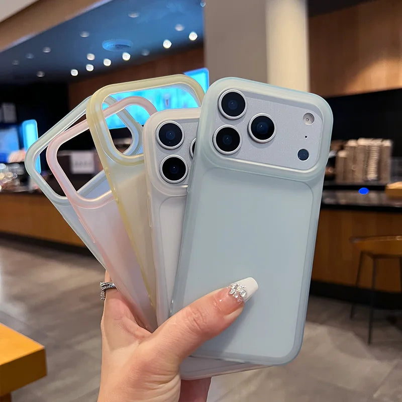 Tranaparent Simple Luxury Phone Case for IPhone 17 Air 16 15 14 13 12 Pro MAX Matte Soft Bumper Shockproof Cover