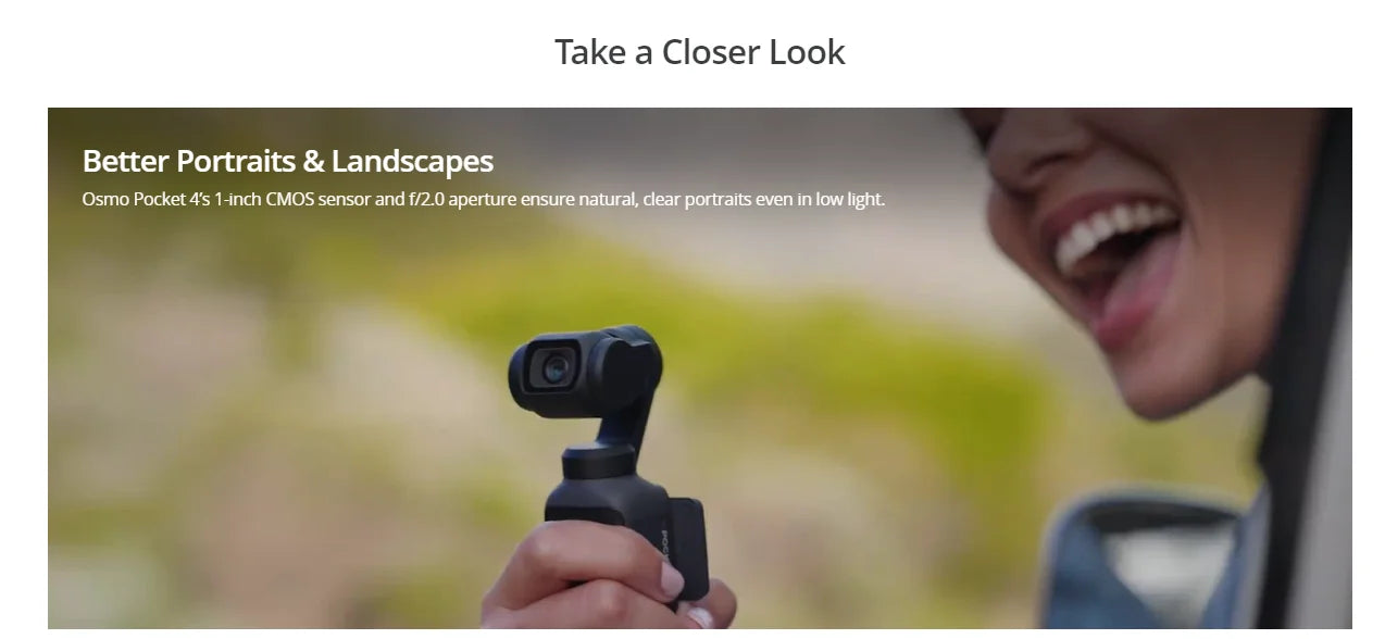 100% Original DJI Osmo Pocket 4 Camera Combo107GB Built-In Storage & 800MB/s Transfer 1" CMOS & 4K/240fps 14-Stop Dynamic Range