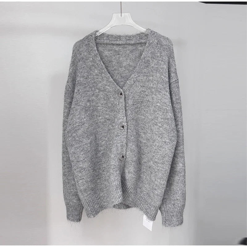 Casual Knitted Solid Cardigan Women Elegant Full Sleeve Single Breasted Sweater Female 2026 Autumn All-match Sweaters Lady
