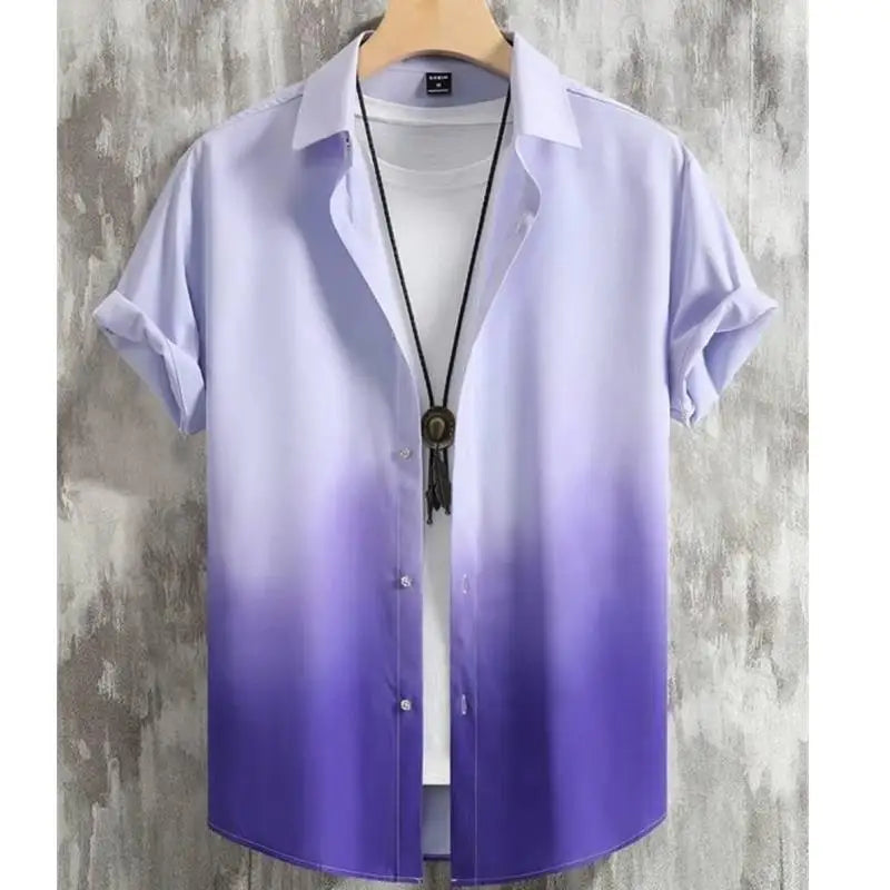 Hawaiian Men'S Shirt 3d Gradient Printing Loose Oversized Shirts And Blouses High-Quality Clothing Beach Party Sweatshirts