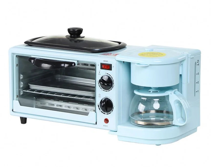 3 in 1 Breakfast Station with Coffee Maker Toaster Oven and Hot Plate Multifunctional Kitchen Appliance for Home Use Compact