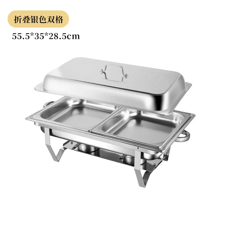 Thickened Stainless Steel Buffet Stove with Folding Foot Insulated Food Heating Container for Restaurant