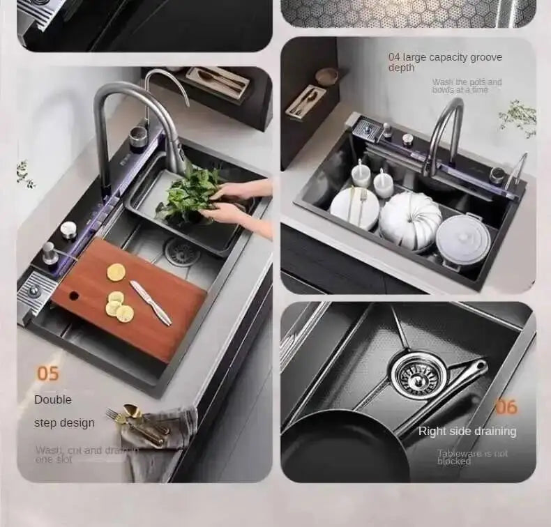 Sinks Creative Smart Kitchen Sinks for Apartments Modern Metal Multi-functional Sinks Kitchen Luxury Household for Rental Houses
