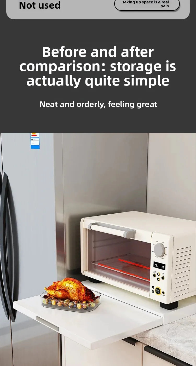 1PC New Multifunctional Kitchen Pull-Out Tray Microwave Oven Shelf Drawer Board Countertop Oven Bracket Telescopic Sliding Shelf