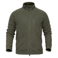 Men's Tactical Grid Fleece Jacket Full Zip Stand Collar Warm Windproof Outdoor Hiking Fishing Fleece Coat Base Layer
