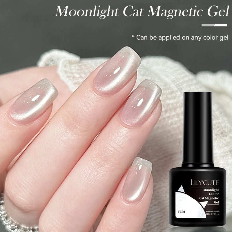 LILYCUTE 7ml Gold Coffee Cat Magnetic Gel Nail Polish Autumn Winter Nails Ultra Shine Moonlight Semi Permanent UV Gel Soak Off