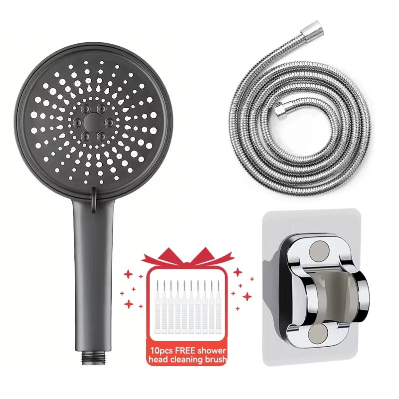 12.5cm Big Panel Shower Head,High Pressure Rainfall Shower Set Water Saving Shower,5 Modes Adjustable Shower Head Bathroom Tools