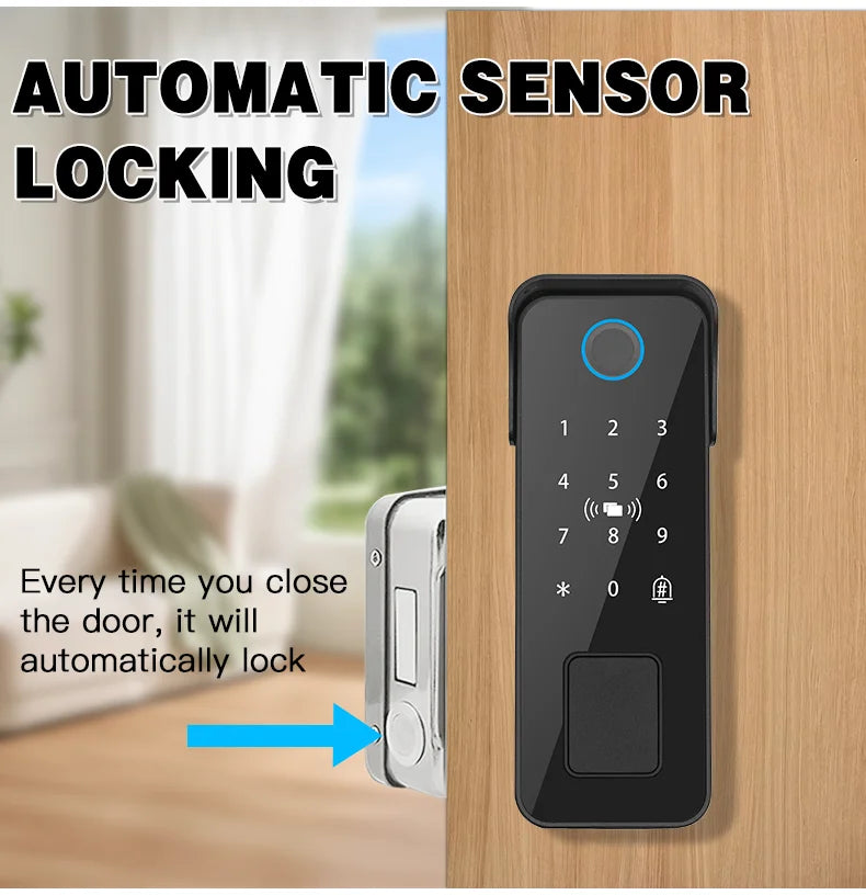 Tuya Bluetooth-compatible App Waterproof Fingerprint Smart Door Lock Gate Password RFID Card Rim Bolt Lock Electronic Door Lock