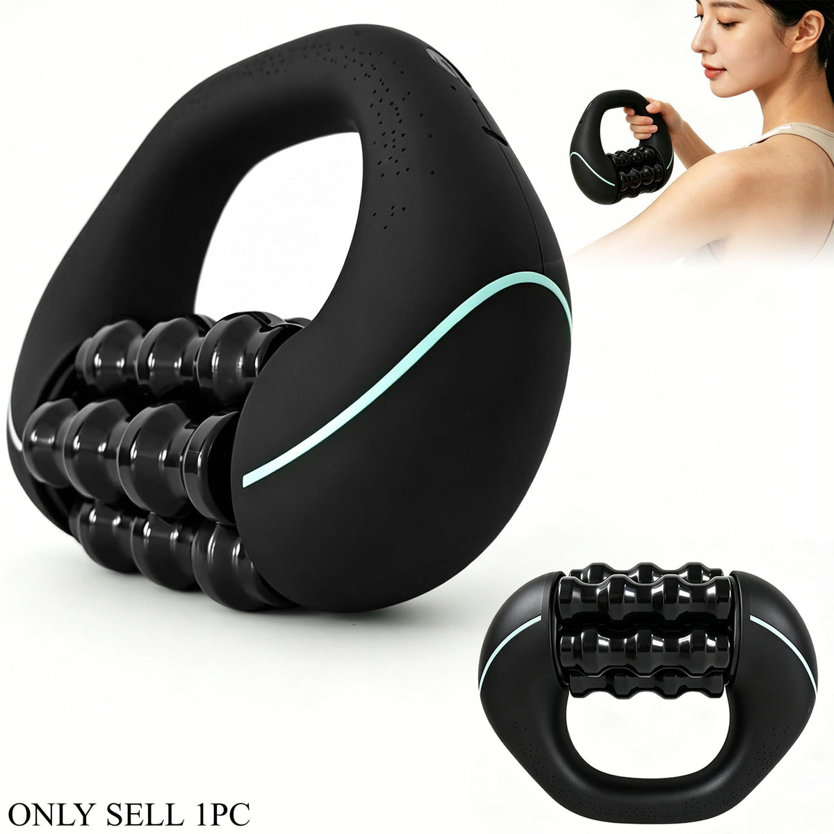 Ergonomic Handheld Electric Massage Roller 3 Speed Vibration Massager Lightweight Tool for Neck Back Shoulder Leg Home Travel