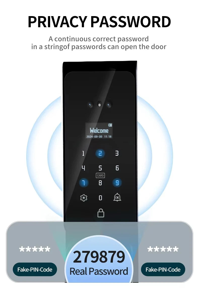2026 New Tuya 3D Face Palm Recognition Smart Lock Durable Electronic Lock Waterproof Digital Lock Suitable for Europe, Israel