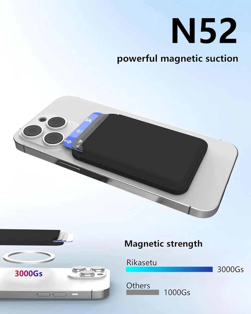 1PCS Magnetic Phone Wallet Card Holder Stand Stick 3 Card Mount for iPhone 17/16/15/14/13/12 Wallet Leather Card Accessories