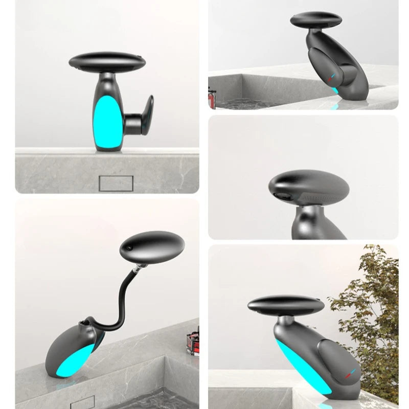 Modern Basin Faucet with Four Water Flow Options, Hot and Cold Water Mixer, Bathroom Sink Tap Faucet