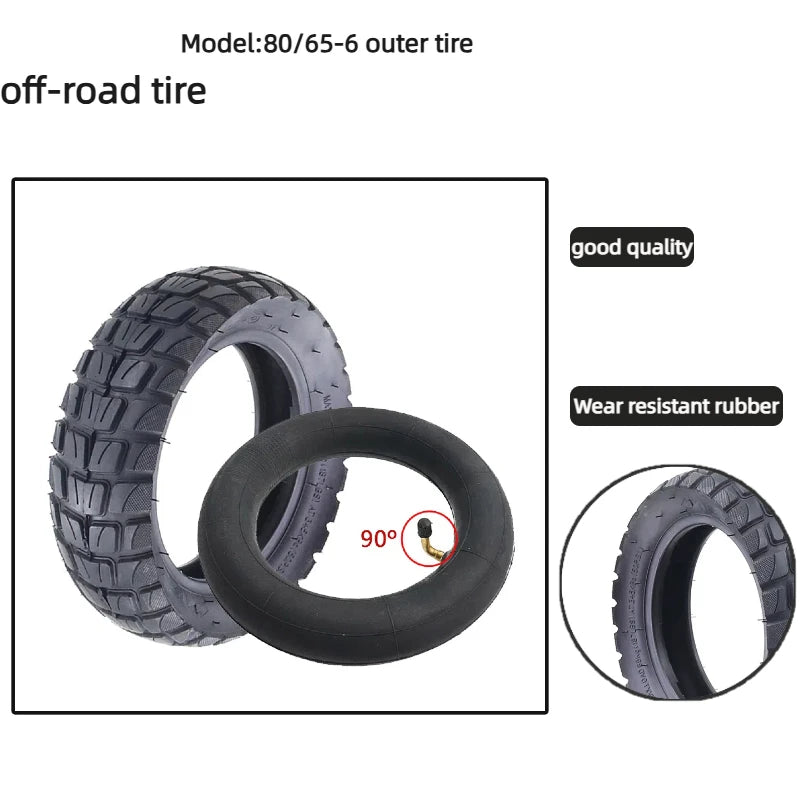 80/65-6 tires are suitable for electric scooters with 10 inch wear-resistant inner and outer tire accessories
