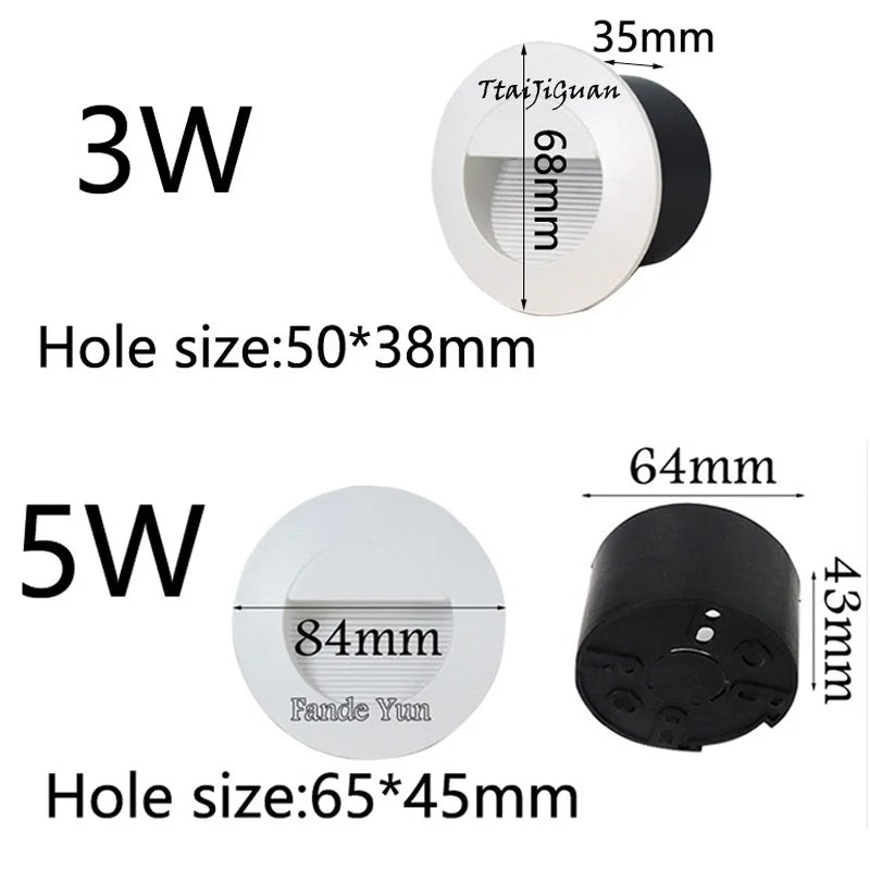 LED Stair Light 3W 5W Recessed LED Step Lamp Pathway Wall Corner Lamps AC85-265V Wall Light DC12V Outdoor Waterproof IP65