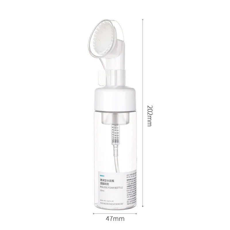 Facial Cleanser Foaming Bottle Mini Foaming Soap Dispenser With Clean Brush Head For Home Outdoor,Transparent Foam Bottle