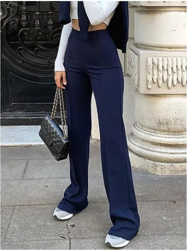 Women's Elastic Slim Fit Bell Bottom Pants Fashion Solid Color Pants Daily Spring Autumn Straight Leg Pants Trousers