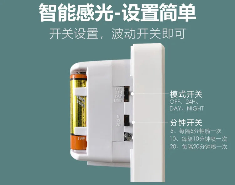Wall Mounted Automatic Timer Spray Aroma Diffuser 2 AA Battery Powered Air Freshener Dispenser 3 Modes for Home Hotel Bathroom