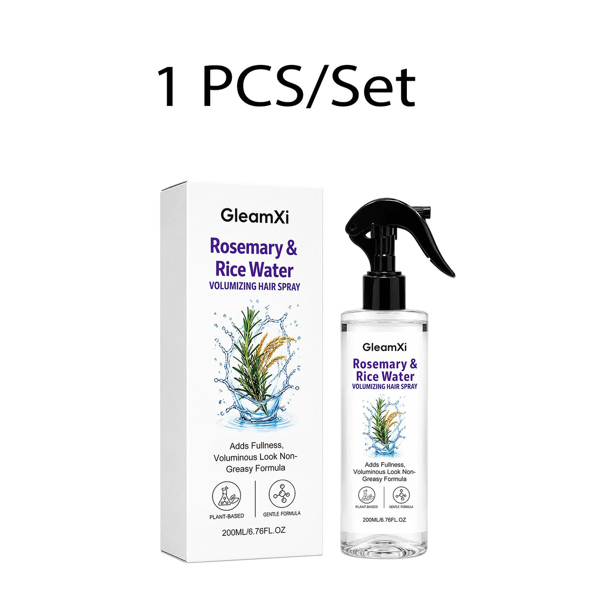 Rosemary Rice Water Volumizing Hair Spray Lightweight Non Greasy Root Boost Smooth Frizzy Hair Natural Looking Volume 200ml