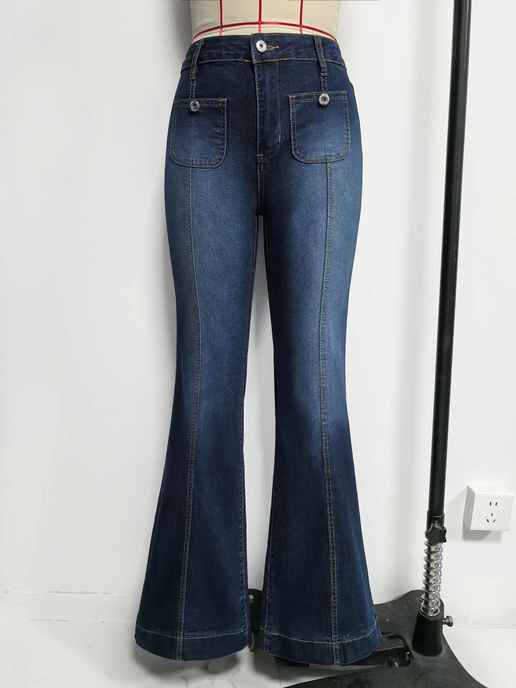 High Waist Flared Jeans Street with Flared Leg Stretchy Patchwork Long Pants Spring Sexy American and European Style Women Jeans