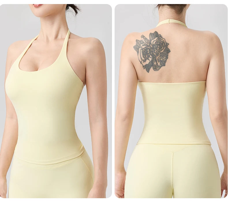 Halter Yoga Vest, Shockproof Running Sports, High-Strength Sports Underwear, Fitness, Pilates Suspender, Beautiful Back