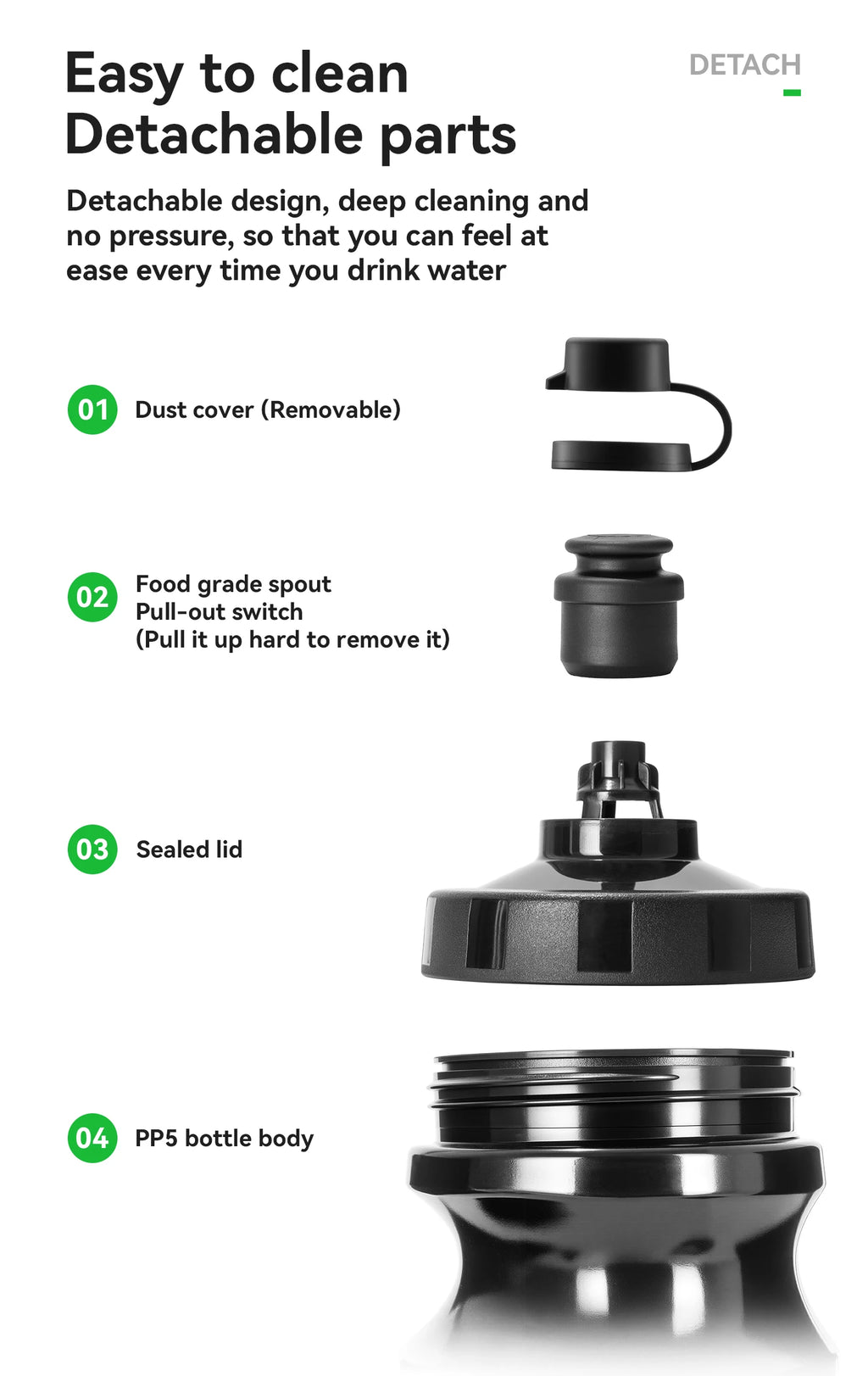 ROCKBROS Cycling Water Bottle 600ml Large Capacity Lightweight Squeeze Type Sports Bottle with Dust Cover Leakproof Water Bottle