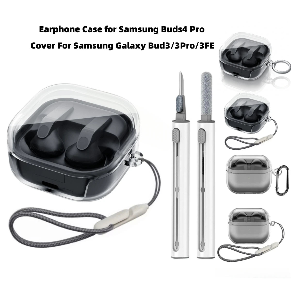 Clear Cover for Galaxy Buds 4 Pro/Buds 4/Buds3 FE/Buds 3/3 Pro CaseSoft TPU Shock Resistant Buds4 Pro Full Protective Case Cover