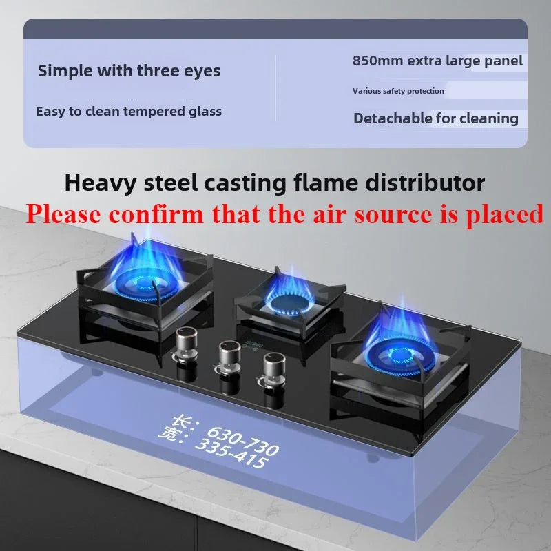Embedded Three-Burner Gas Stove Dual Fuel Natural Gas LPG Household