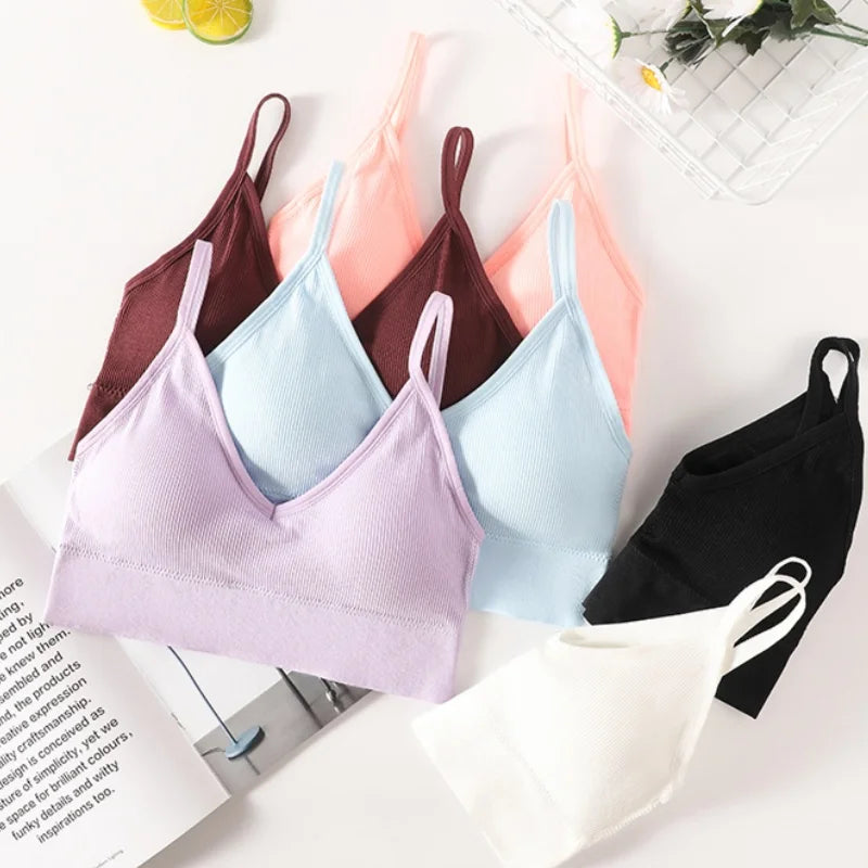 Women Sports Bra Tube Top Push-Up Bra Padded Crop Top Seamless Underwear Female Streetwear Tank Tops Removable Pads Camisole