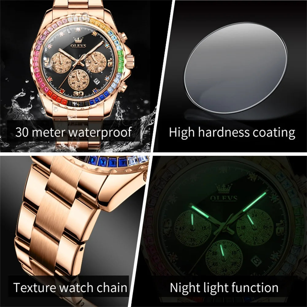 OLEVS 2939 Watches For Man Original Brand Multifunctional Quartz Watch Waterproof Luminous Stainless Steel Men Watches Reloj