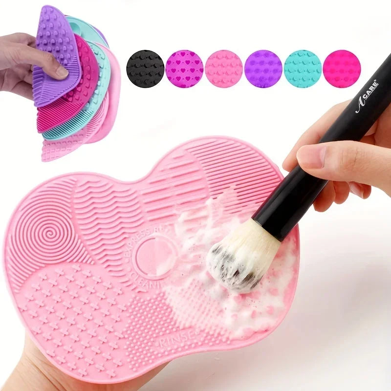 Colorful Brush Cleaner Scrubbe Board Cosmetic Makeup Brush Washing Silicone Gel Cleaning Mat Foundation Makeup Brush Cleaner Pad