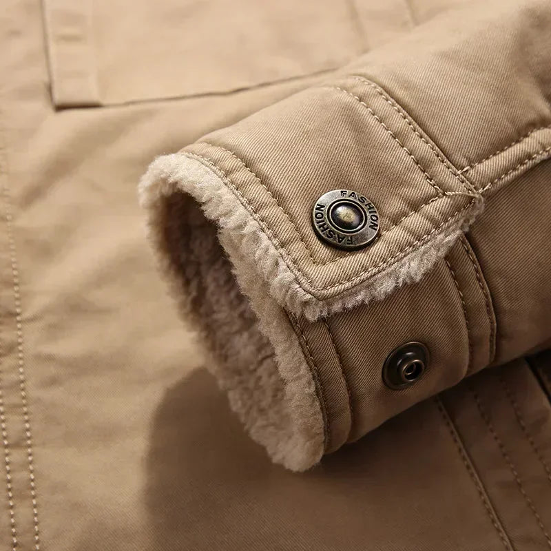 Outerwear Clothing fleece Bomber Jacket Men's Windbreaker Thick Warm Male Parkas Military Mens Winter Jackets Fur collar Coats