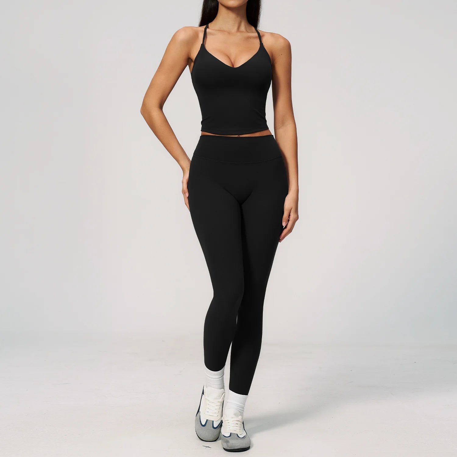 2PCS Yoga Suit Women's Tracksuits Gym Clothes Running Workout Outfits Sports Bra Middle Pants Athletic Wear Female Yoga Clothing