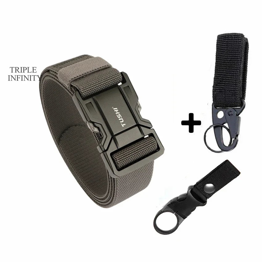 Quick Release Military Tactical Belts With Metal Buckle Durable Elastic Waist Belt Men Outdoor Training Stretch Strap For Pants