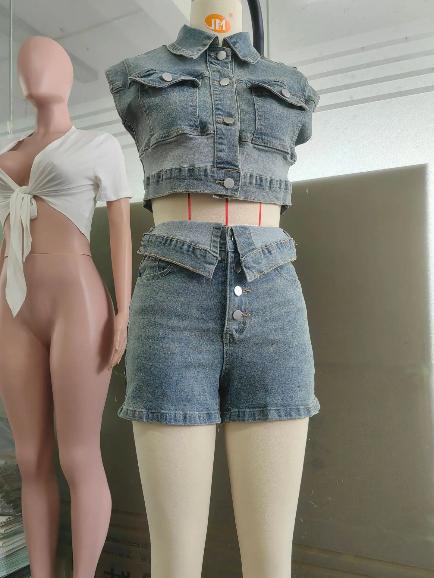 Shorts Sets Women Denim 2 Piece Suit Top Jeans Ensemble Summer 2025 Single Breasted Turn Down Collar Short Pants Vintage Outfits