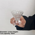 Retro Gem Pattern High Stem Glass Cup for Ice Coffee Juice Bubble Water Drinkware Nordic Sle Pure Color Universal Cup
