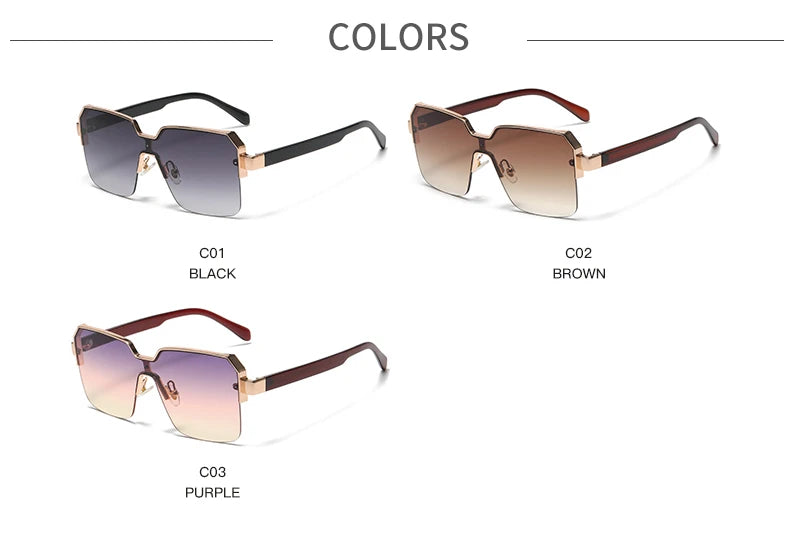 Men Women Frameless Square Sunglasses Luxury Brand Design Fashion Vintage Sun Glasses Square Alloy Frames Shades Eyewear UV400