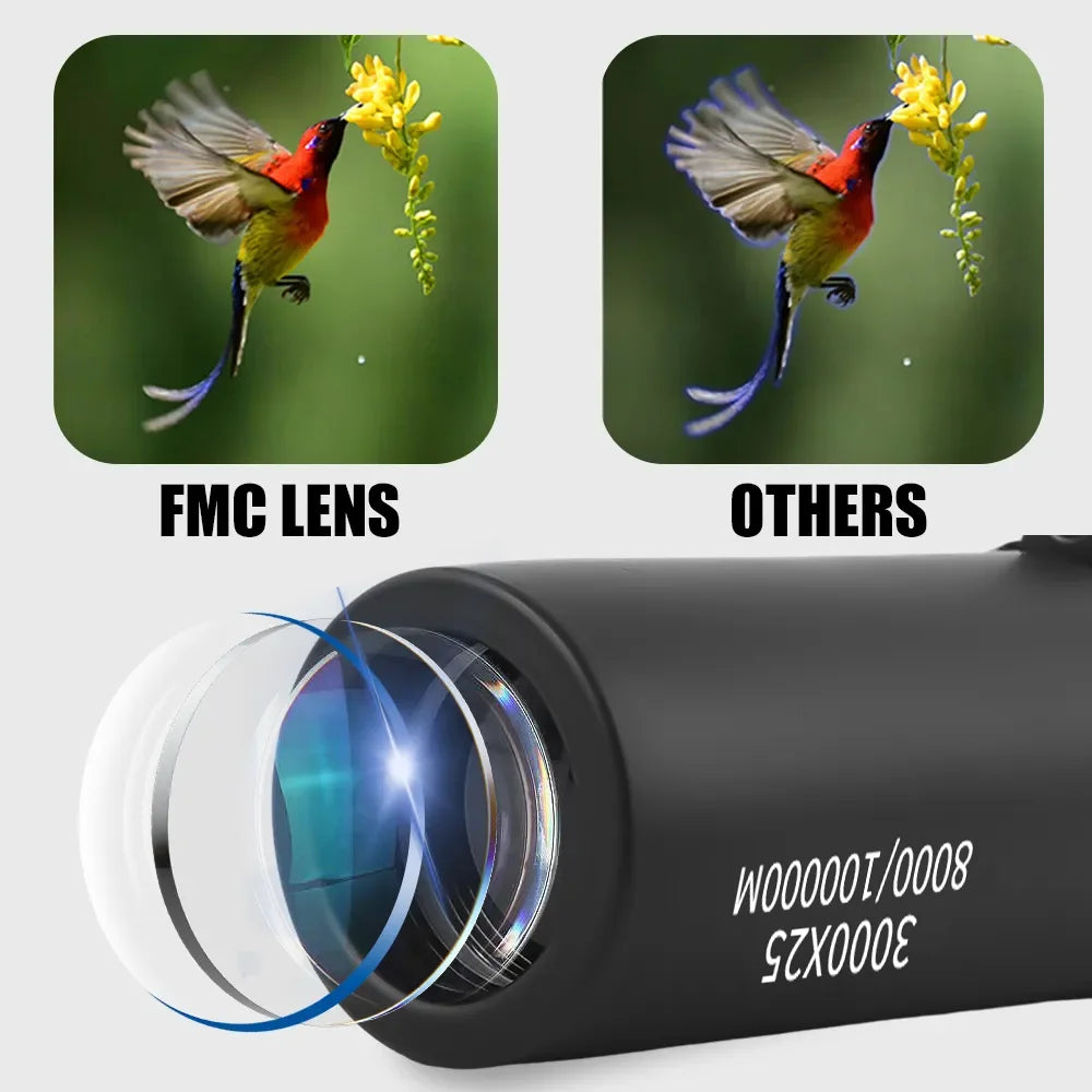 3000x25 Monocular HD Professional Adult Monocular and Mini Portable Telescope, Suitable for Outdoor Camping and Hunting