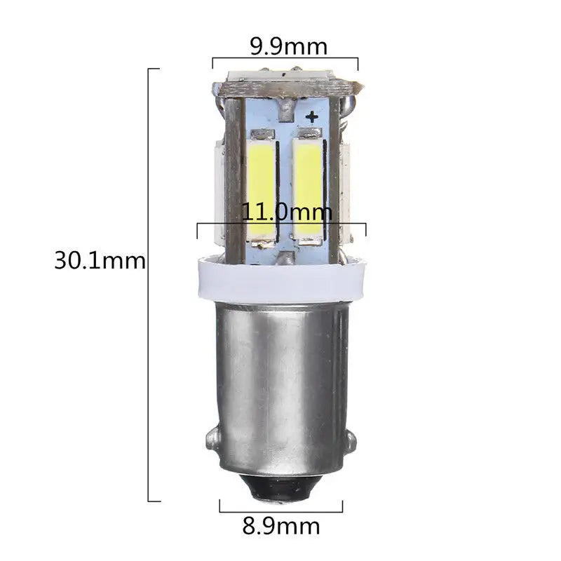 2pcs BA9S T4W LED Car light bulb Wedge 10SMD 7070 Chip Led interior Car LED Parking DRL License Plate light White 12V