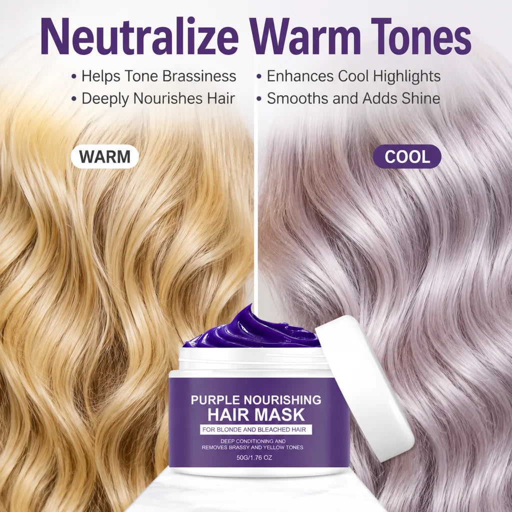 Yellow Remover Purple Hair Mask Gentle Rapid Removal Brassy Yellow Lock Color Shea Butter Deep Conditioning For Bleached Hair
