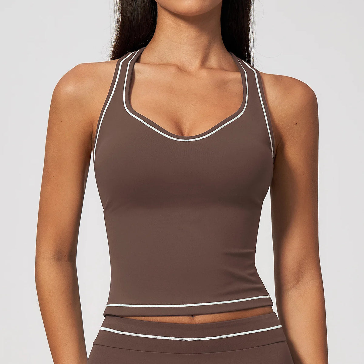 Hamidou Woman Color Blocking Yoga Tank Top Summer Gym Running Beautiful Back I-shaped Vest Gather Shockproof Workout Fitness Top