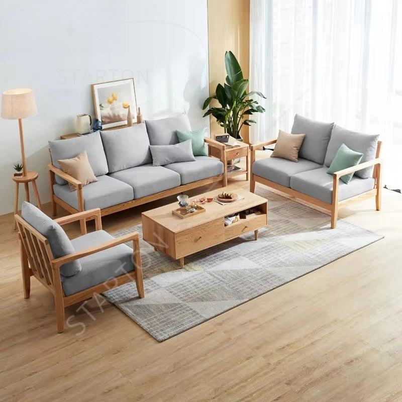 Wooden Sofa with Removable Cover Feature