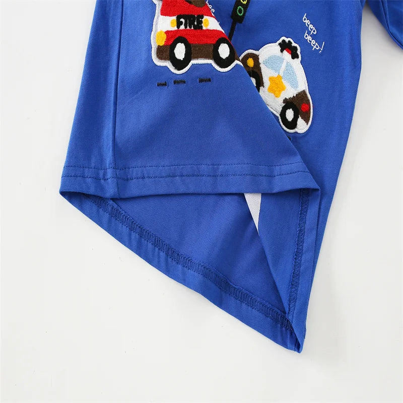 Jumping Meters 2-7T Boys T shirts Cars Embroidery Hot Selling Children's Clothing Long Sleeve Autumn Spring Blouses