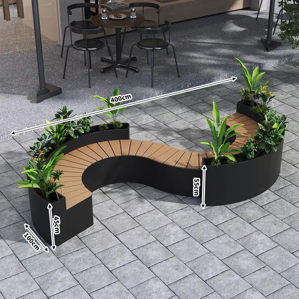 Outdoor Backrest Coffee Bar Stool Commercial Street Flower Box Seat Combination for Milk Tea Shop Leisure Sitting