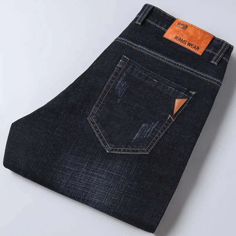 2025 New Business Men's Jeans Casual Comfortable Straight Stretch Fashion Classic Premium Blue Black Denim Pants Large Pants