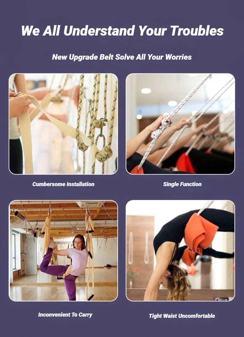 Adjustable Aerial Yoga Strap Pull Rope Women Hammock Stretch Leg Splits Trainer Female Gym Belt Swing Stretching Fitness
