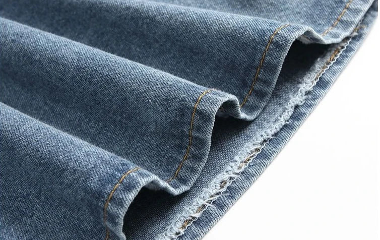 2026 Summer New Slimming Short Sleeve Midi Denim Dress Stylish Trendy Waist Cinching Women's Popular Wear