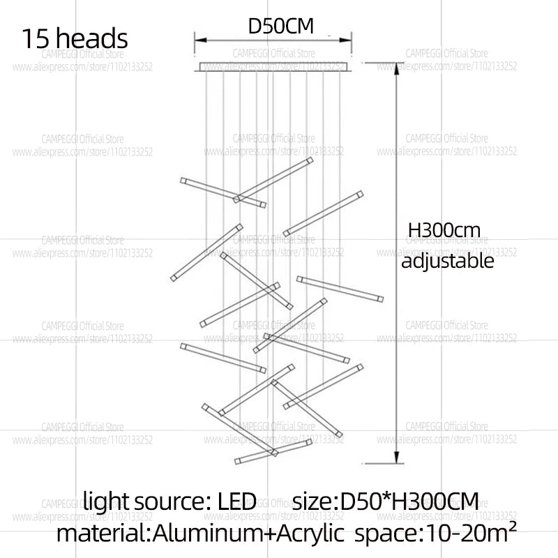 Modern Chandelier Luster Lights For Stair Hall Dining Living Room Duplex Building Indoor Lighting Fixture Staircase Chandelier